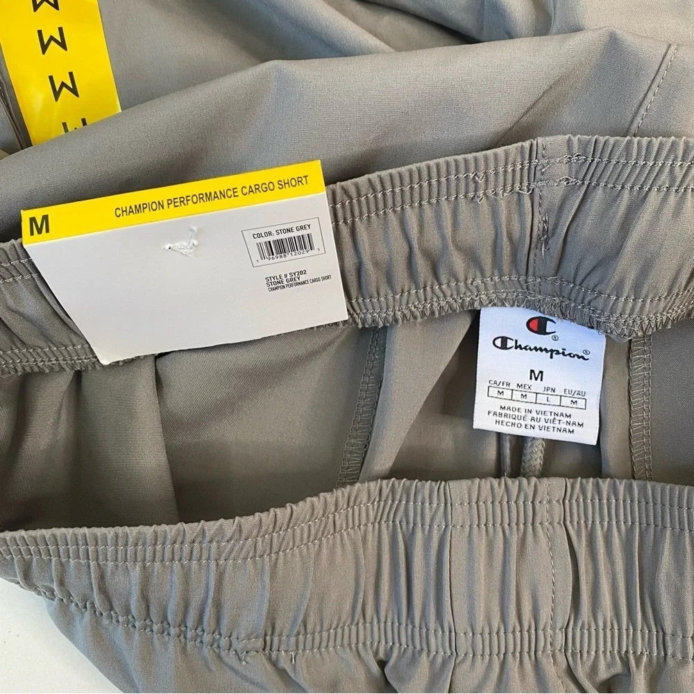 NWT Champion Men's Performance Woven 8” Inseam Cargo Shorts Stone Grey Medium